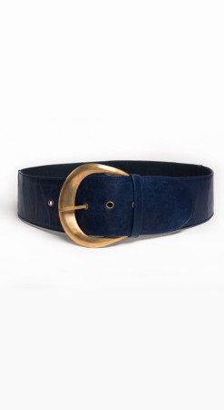 Leather Belt - Navy Blue