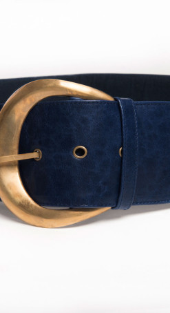 Leather Belt - Navy Blue
